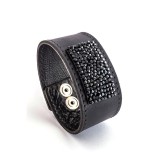 HAND MADE BŐR KARKÖTŐ SZÓRT KRISTÁLLYAL - black