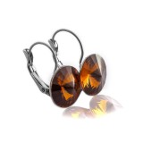 HAND MADE RIVOLI FRANCIAKAPCSOS FÜLBEVALÓ - 14mm-es KRISTÁLLYAL