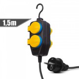 HANDY Kültéri elosztó fedéllel - 1,5 m - 4 x 230V - 3 x 1,5 mm2, gumi - IP44