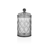 HANE IRIS Barocco üveg tároló 18cm magas, átlátszó, füstös és rózsaarany színű HP-2001 (HP-2001)