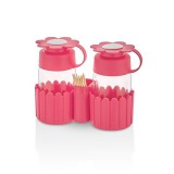 HANE IRIS Daisy Salt&Pepper üveg fűszerszóró szett tartóval 2*67ml, zöld, fukszia, narancs vagy citromsárga színű HN-1117