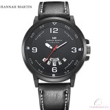 Hannah Martin bőrszíjas férfi karóra dátum és nap mutatóval - fehér