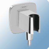 Hansgrohe FixFit Q fali csatlakozó zuhanytartóval, szögletes kerekített sarkakkal, króm