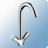 Hansgrohe Logis M31 220 tekerőgombos mosogató csaptelep íves elforgatható kifolyócsővel