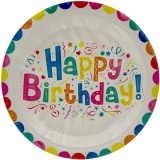 Happy birthday party papírtányér 18cm 10db-os kiszerelésben 72570