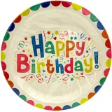 Happy birthday party papírtányér 23cm 10db-os kiszerelésben 72575