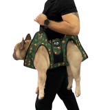 Happy Bulldog Kisállat hordozó állítható pántokkal lépcsőhöz, kutyaemelő hám, dzsungel mintás, M