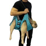 Happy Bulldog Kisállat hordozó állítható pántokkal lépcsőhöz, kutyaemelő hám, tacskó mintás, L