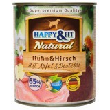 Happy&Fit Natural Dog konzerv csirke, szarvas almával és sáfrányolajjal 800g