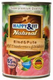 Happy&Fit Natural Dog Konzerv Marha&Pulyka Áfonyával&Sárfányolajjal 400g