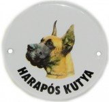 Harapós kutya – Német Dog fajtát ábrázoló figyelmeztető tábla (10 cm)