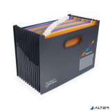 Harmonika irattartó, A4, PP, 13 rekeszes, antibakteriális, RAPESCO 'SupaFile', fekete