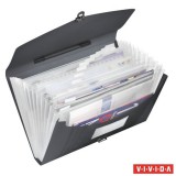 Harmonika táska, A4, PP, 12 rekeszes, ESSELTE "Vivida", fekete