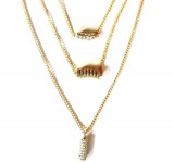 Háromsoros kristály medálos nyaklánc