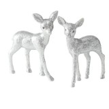 Hausmann Csillogó, ezüst színű őzike dekoráció, 15 cm - 2 db-os szett, többféle