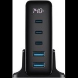 Havit UCLE004 EU Utazó Hálózati Gyorstöltő Adapter 140W - Fekete (UCLE004 EU)