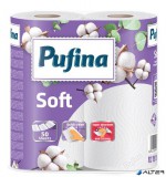 Háztartási papírtörlő, 2 rétegű, 50 lap, 2 tekercses, PUFINA "Soft"