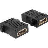 HDMI közösítő adapter, 1x HDMI aljzat - 1x HDMI aljzat, aranyozott, fekete, Delock (65509)