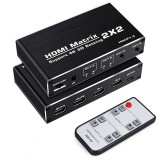 HDMI Matrix 2X2 HDMI Switch Splitter 4K60Hz távirányitóval