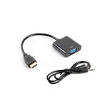 HDMI–VGA Adapter Lanberg AD-0017-BK Fekete 20 cm