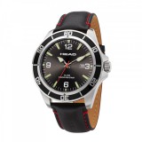 HEAD ROME karóra 44mm bőrszíj, Ezüst/Fekete