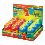 Hegyezõ 2 lyukú tartályos, fedeles, ceruzahegy gömbölyítõ 12 db/display Keyroad Colour Special vegyes színek