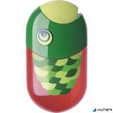 Hegyező és radír, kétlyukú, tartályos, FABER-CASTELL, hal minta