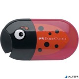 Hegyező és radír, kétlyukú, tartályos, FABER-CASTELL, katicabogár minta