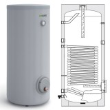 Heizer BSH 302 9kw, 300L-es álló indirekt tároló, egy hőcserélővel, 6 KW fűtőbetéttel, zománcozott fix szigeteléssel