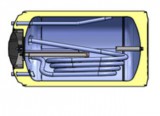 Heizer RHB 122, 120 L-es fali használati melegvíz tároló, egy hőcserélővel, 2kW fűtőbetéttel(0,59m2) fali tartó nem tartozék