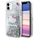 Hello Kitty HKHCN61LIKHET iPhone 11 6.1" ezüst keménytok folyékony csillogó medál Kitty fej