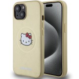 Hello Kitty HKHMP14SPGHCKD iPhone 14 6.1" arany keménytok bőr Kitty Head MagSafe