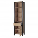 Helvetia Aktiv TWLK05 könyvespolc - 1 ajtós, 1 fiókos (Taurus tölgy/fekete)