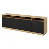 Helvetia Aston TWLH25 komód - 4 ajtós (Taurus tölgy/matt fekete)