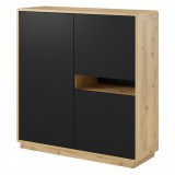 Helvetia Aston TWLH42 komód - 3 ajtós (Taurus tölgy/matt fekete)