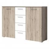 Helvetia Beta AE1626 komód - 2 ajtós, 4 fiókos (San Remo tölgy/fehér)