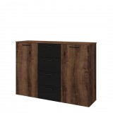 Helvetia Beta ZB1626 komód - 2 ajtós, 4 fiókos (kolostor tölgy/fekete)