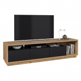 Helvetia Celine N2LR40 TV állvány - 3 fiókos (Wotan tölgy/ matt fekete)