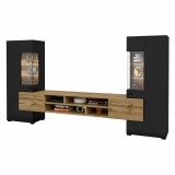 Helvetia Coby WNMB10 nappali szett - (Onyks fekete/wotan tölgy)