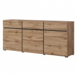 Helvetia Cross N6MY43 komód - 3 ajtós, 3 fiókos (Wotan tölgy/fekete)