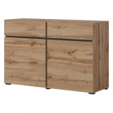 Helvetia Cross N6MY45 komód - 2 ajtós, 2 fiókos (Wotan tölgy/fekete)