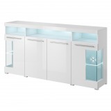 Helvetia India 97DE42 komód - 4 ajtós, üveges (Fehér)