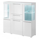 Helvetia India 97DE46 komód - 3 ajtós, 1 fiókos, üveges (Fehér)