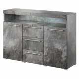 Helvetia India B0DE26 komód - 132 - 2ajtós, 3 fiókos (Palaszürke)