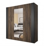 Helvetia SIGMA - Gardróbszekrény (Flagstaff tölgy/fekete/ezüst)