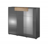 Helvetia TOLEDO - Magas komód (antracit/grandson tölgy)