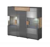 Helvetia TOLEDO - Vitrines, magas komód (antracit/grandson tölgy)