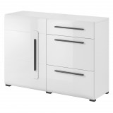 Helvetia Tulsa 97FJ45 komód - 1 ajtós, 3 fiókos (Fehér/fényes fehér)