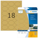 Herma No. 4106 arany színű 58,4 x 42,3 mm méretű, lézernyomtatóval nyomtatható, fényes felületű öntapadós dekorációs címke, permanens ragasztóval A4-es íven - 450 címke / csomag - 25 ív / csomag