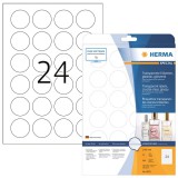 Herma No. 8023 lézeres 40 mm átmérőjű víztiszta, átlátszó öntapadó etikett címke A4-es íven - 600 etikett címke / csomag - 25 ív / csomag (Herma 8023)